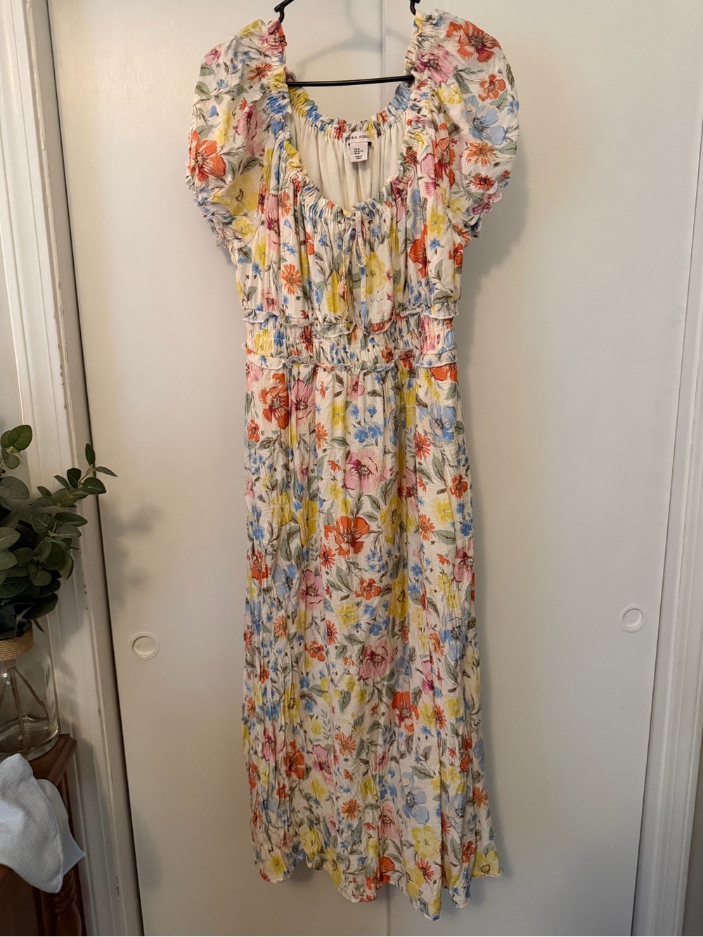 Laura Ashley White Maxi Dress with Multicolor Floral Print